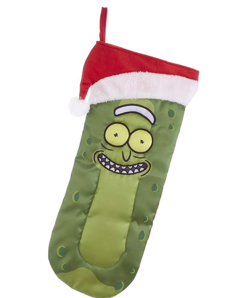 Kurt Adler Rick and Morty Pickle Rick Stocking with Santa Hat